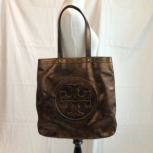 Tory Burch Bombe T Crinkled Leather Tote